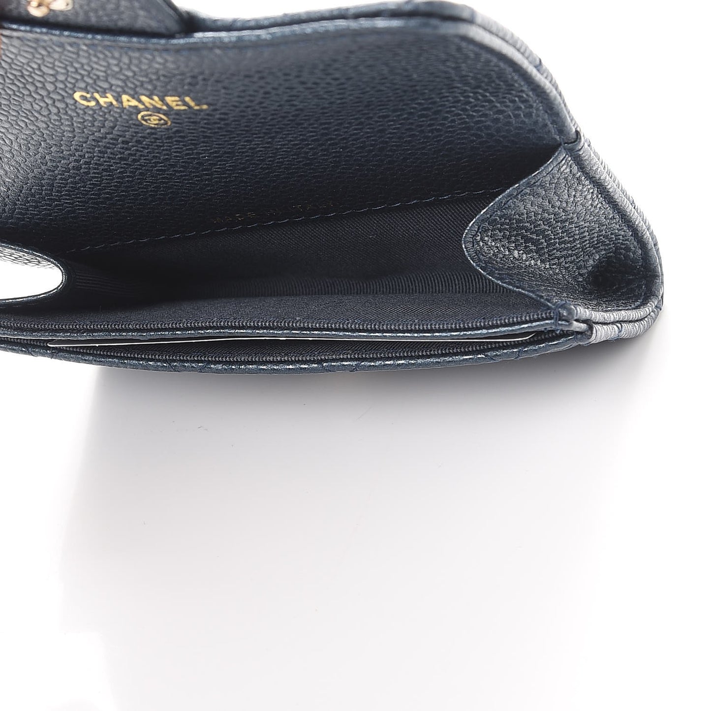 Caviar Quilted Card Holder Wallet Dark Blue