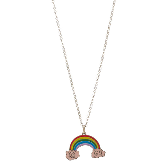 Sterling Silver Enamel GucciGhost Rainbow Pendant Necklace