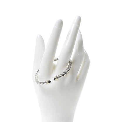 David Yurman Sterling Silver 14K Yellow Gold Black Onyx 5mm Cable Classics Petite Color Bracelet 2 of 5