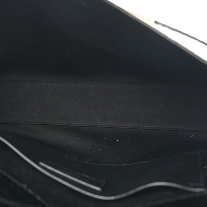 Saint Laurent Shiny Calfskin Crocodile Embossed Manhattan Baguette Black 5 of 10