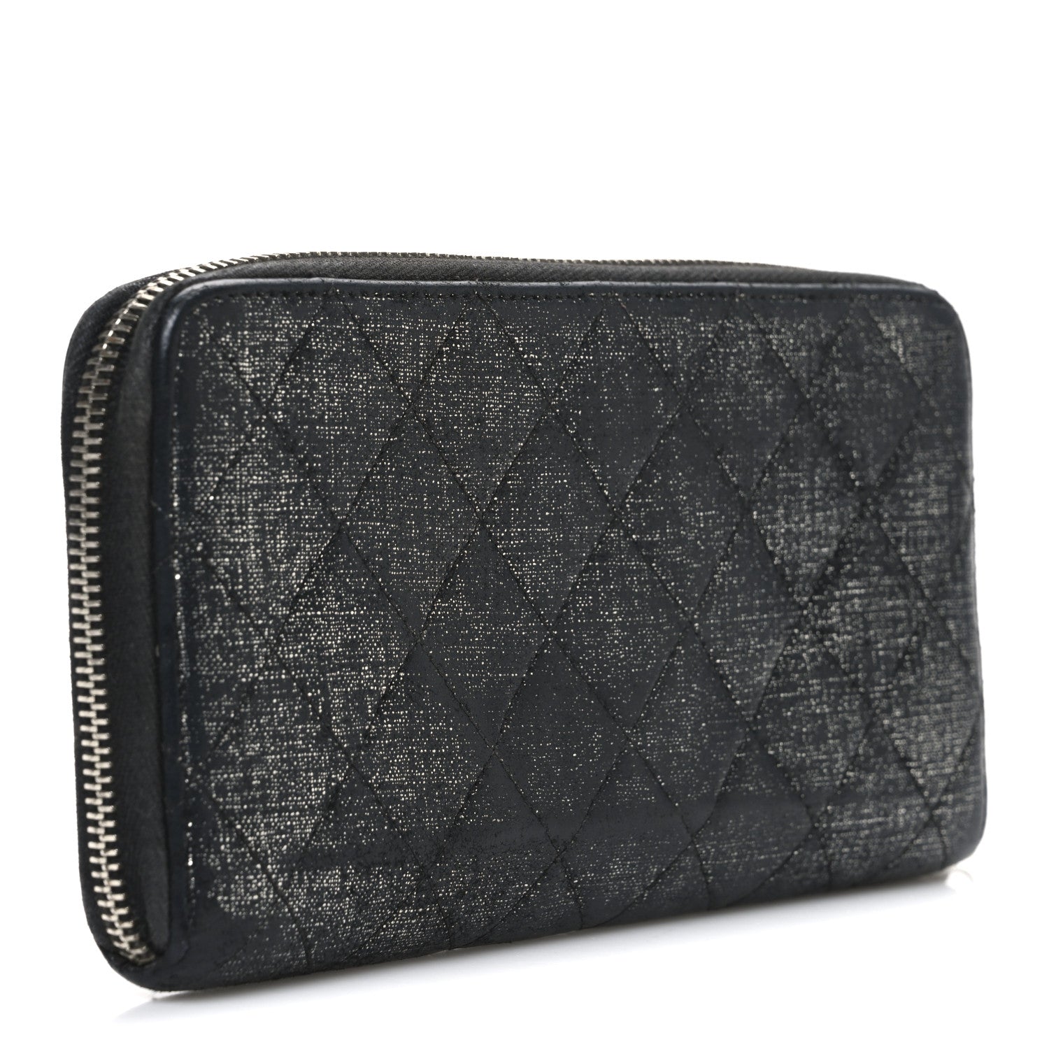 Chanel Iridescent Calfskin Quilted Zip Around Wallet Grey 3 of 9