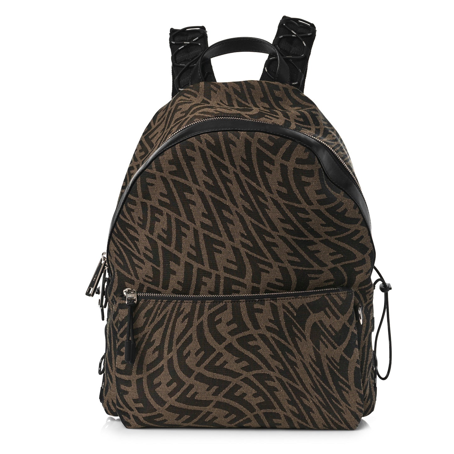 X SARAH COLEMAN Fabric Jacquard Vitello Grace Light Woven Lanyard FF Vertigo Pouch Pocket Backpack Tobacco Moro Black