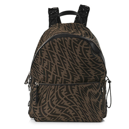 Fendi X SARAH COLEMAN Fabric Jacquard Vitello Grace Light Woven Lanyard FF Vertigo Pouch Pocket Backpack Tobacco Moro Black 2 of 10