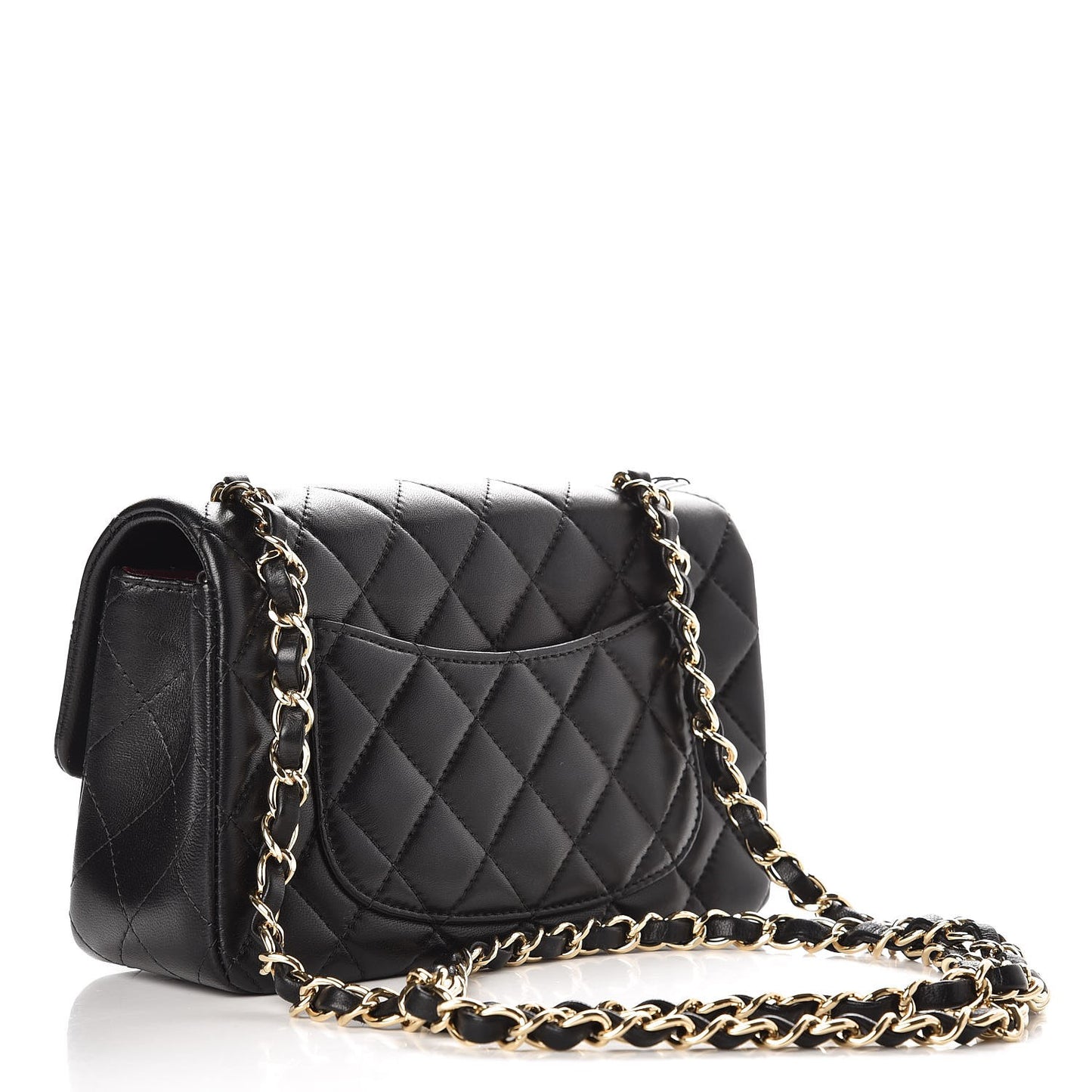 Lambskin Quilted Mini Rectangular Flap Black