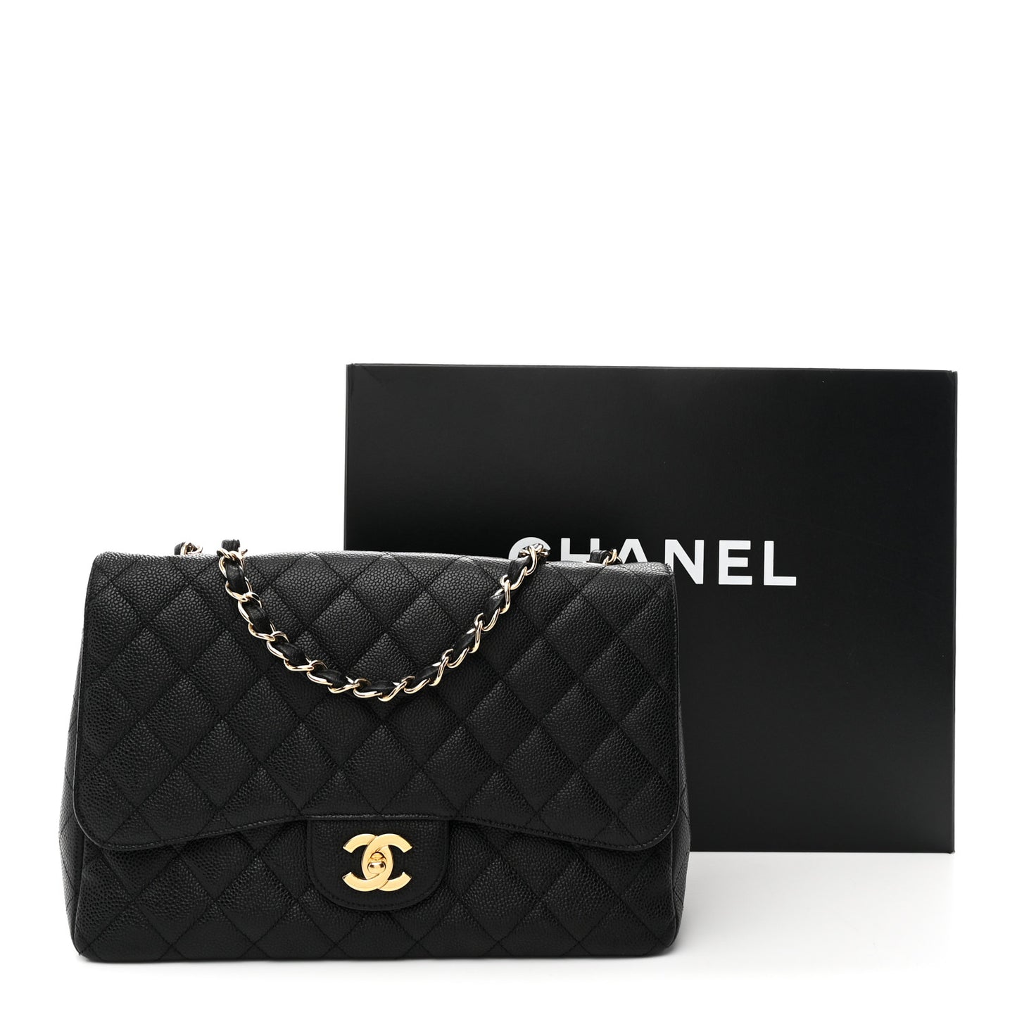 Caviar Quilted Jumbo Single Flap Black
