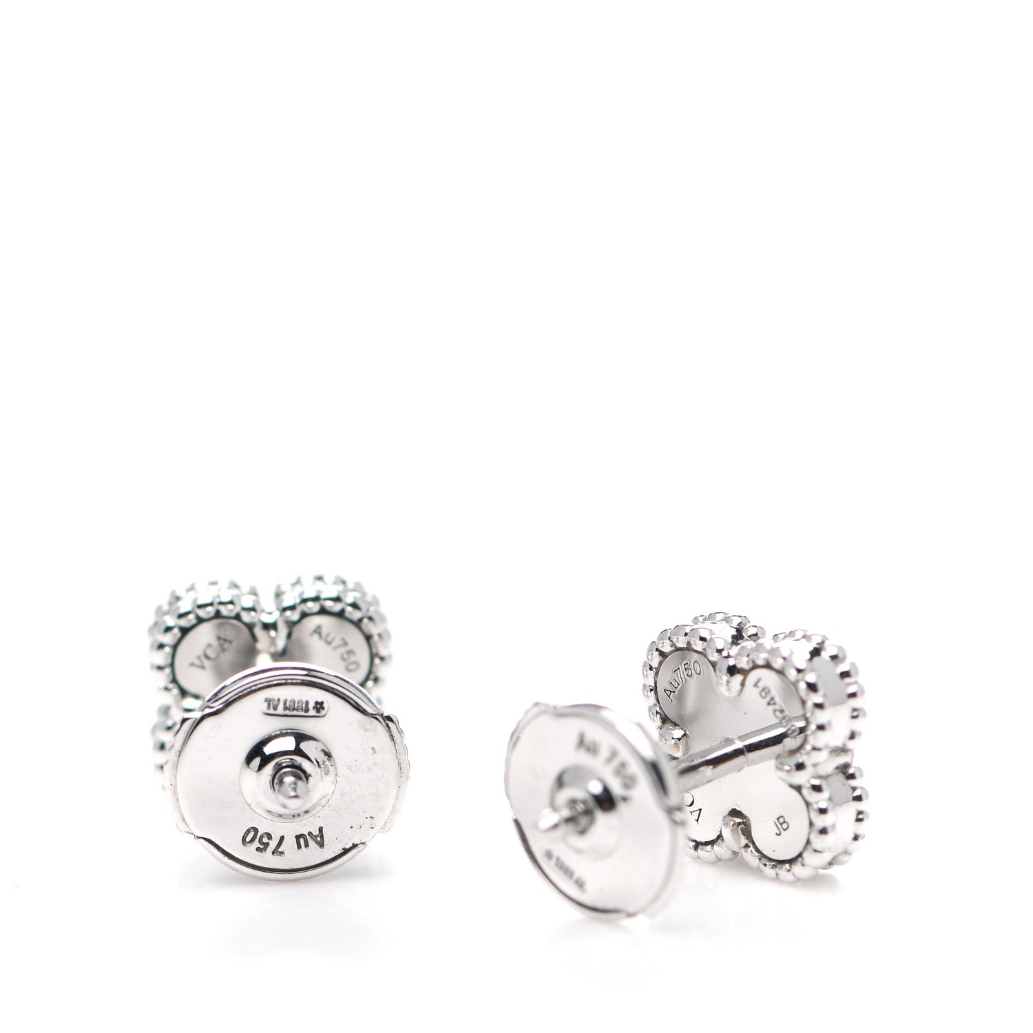 Van Cleef & Arpels 18K White Gold Mother of Pearl Sweet Alhambra Earrings 3 of 6
