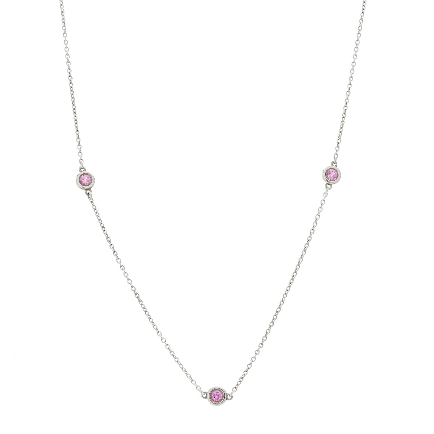 Sterling Silver Pink Sapphire Elsa Peretti Color By The Yard 3 Station Necklace