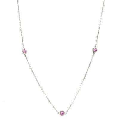 Tiffany Sterling Silver Pink Sapphire Elsa Peretti Color By The Yard 3 Station Necklace 1 of 6