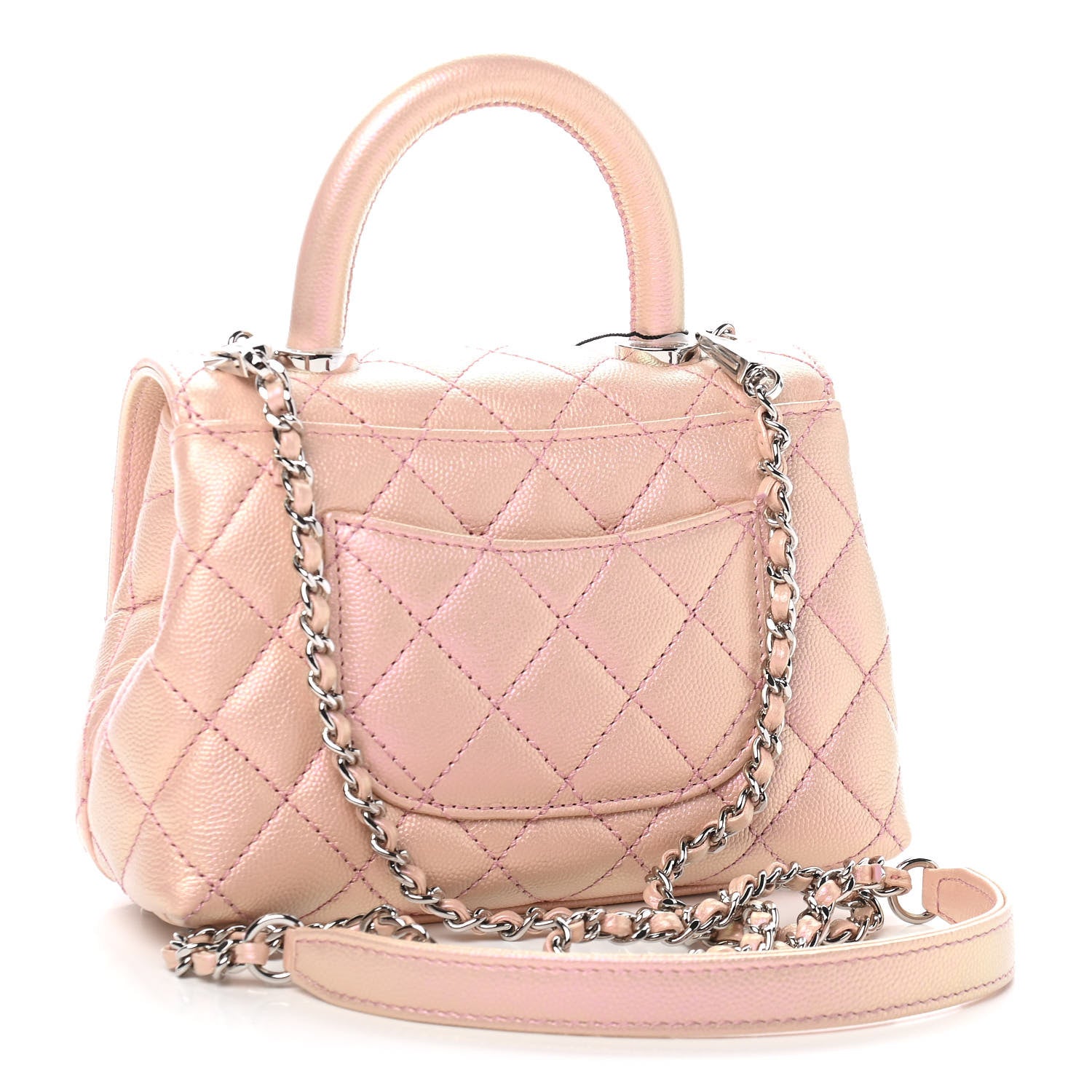 Chanel Iridescent Caviar Quilted Extra Mini Coco Handle Flap Light Pink 2 of 9