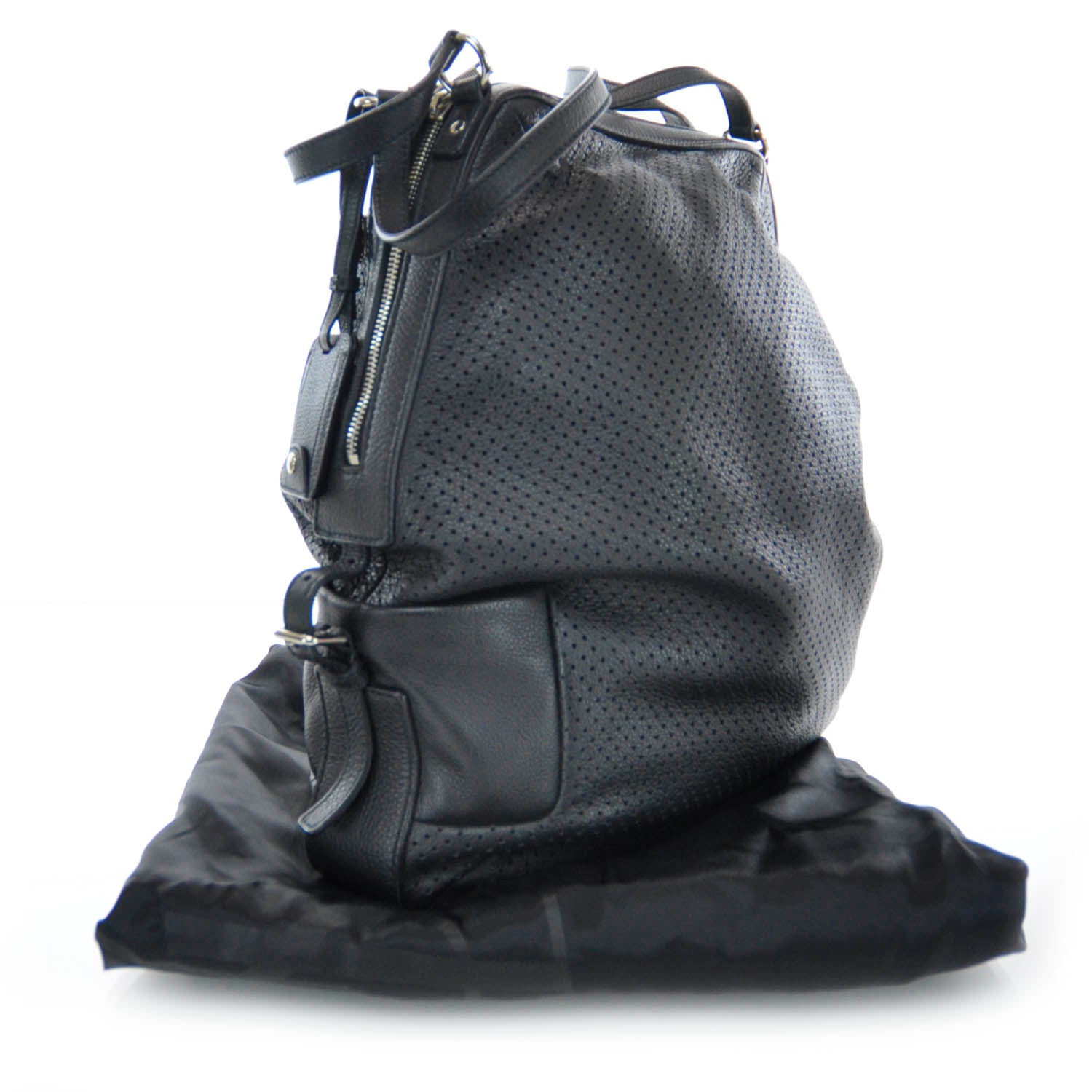 Saint Laurent Perforated Leather Zipped Tote Black 3 of 8