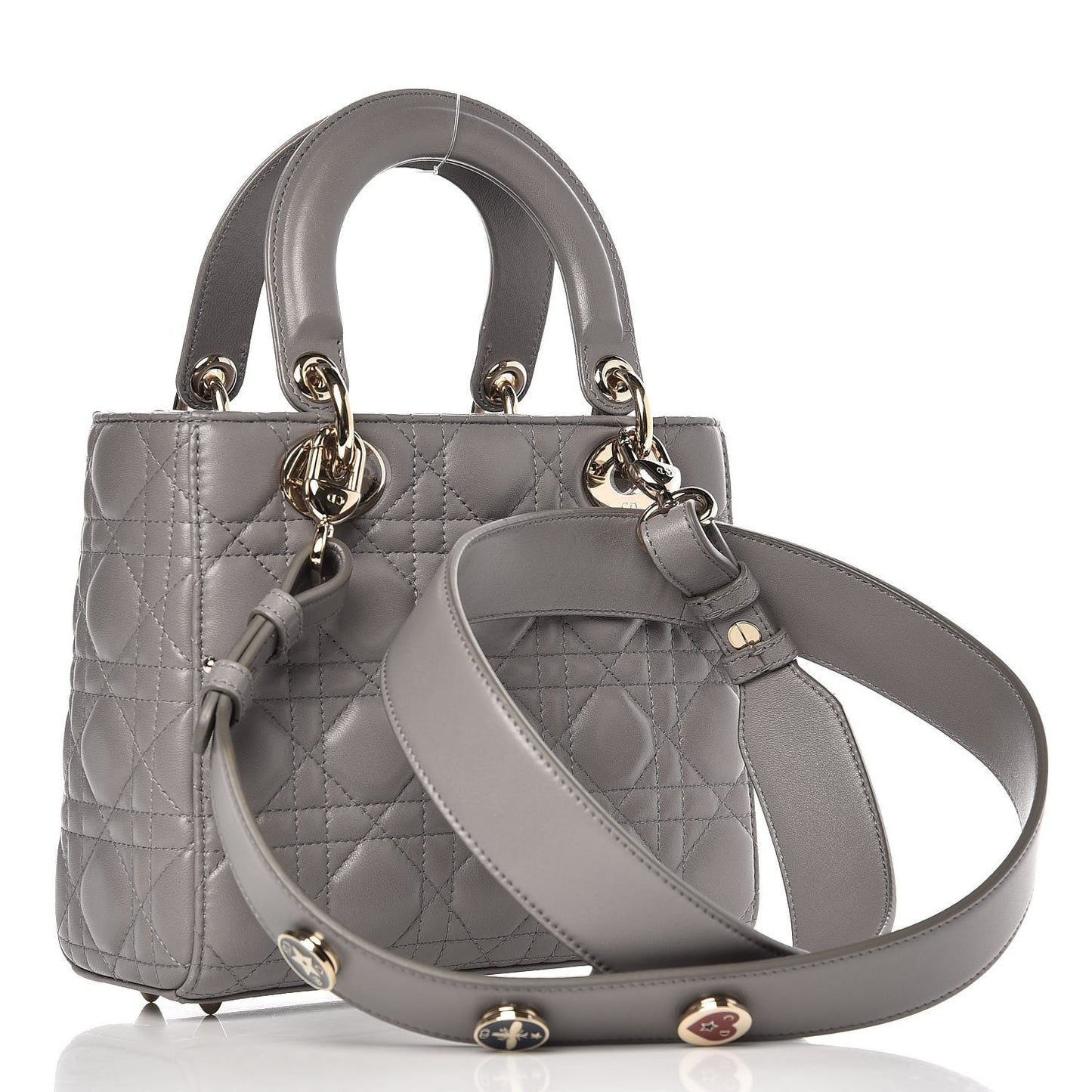 Lambskin Cannage Small Lucky Badges My Lady Dior Grey