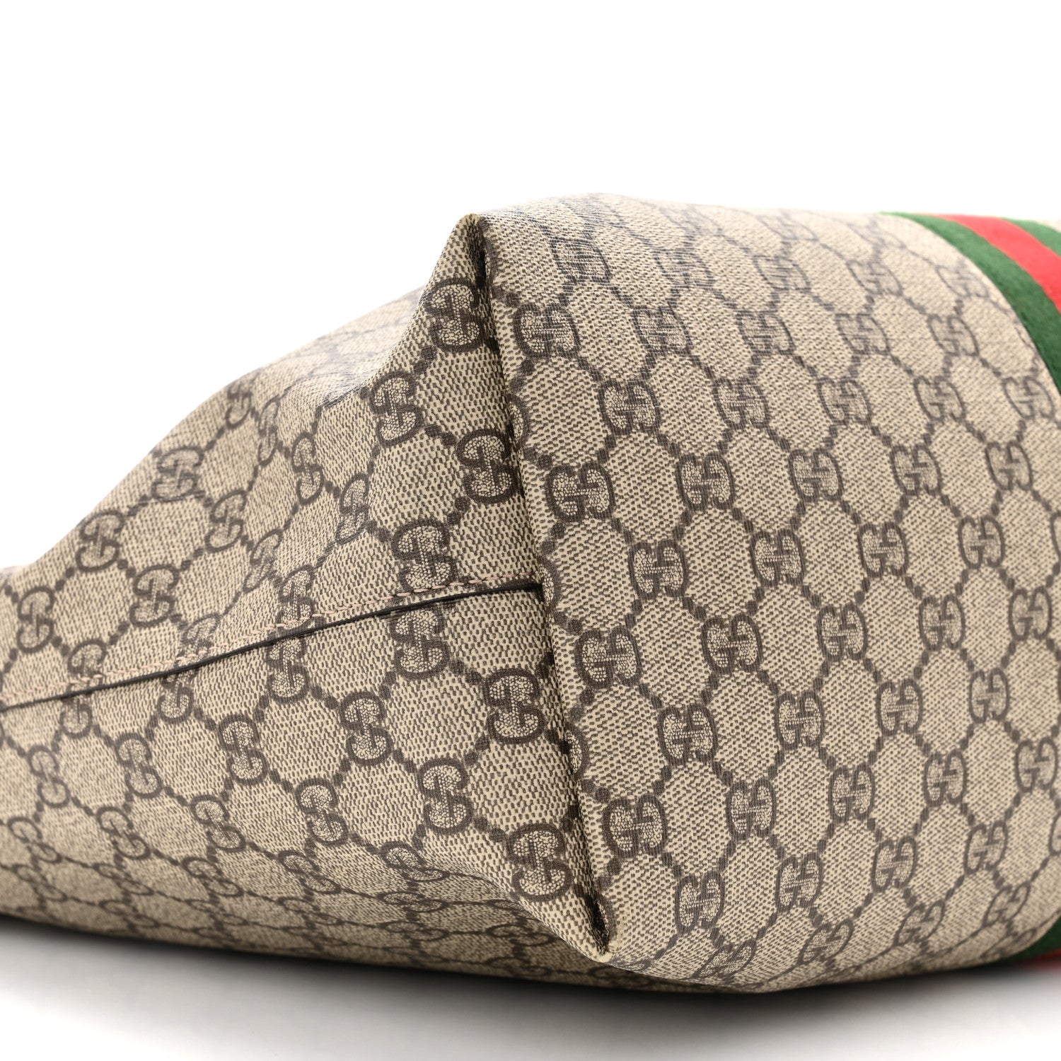 Gucci GG Supreme Monogram Textured Calfskin Web Medium Ophidia Shopping Tote Beige Ebony New Acero 9 of 10