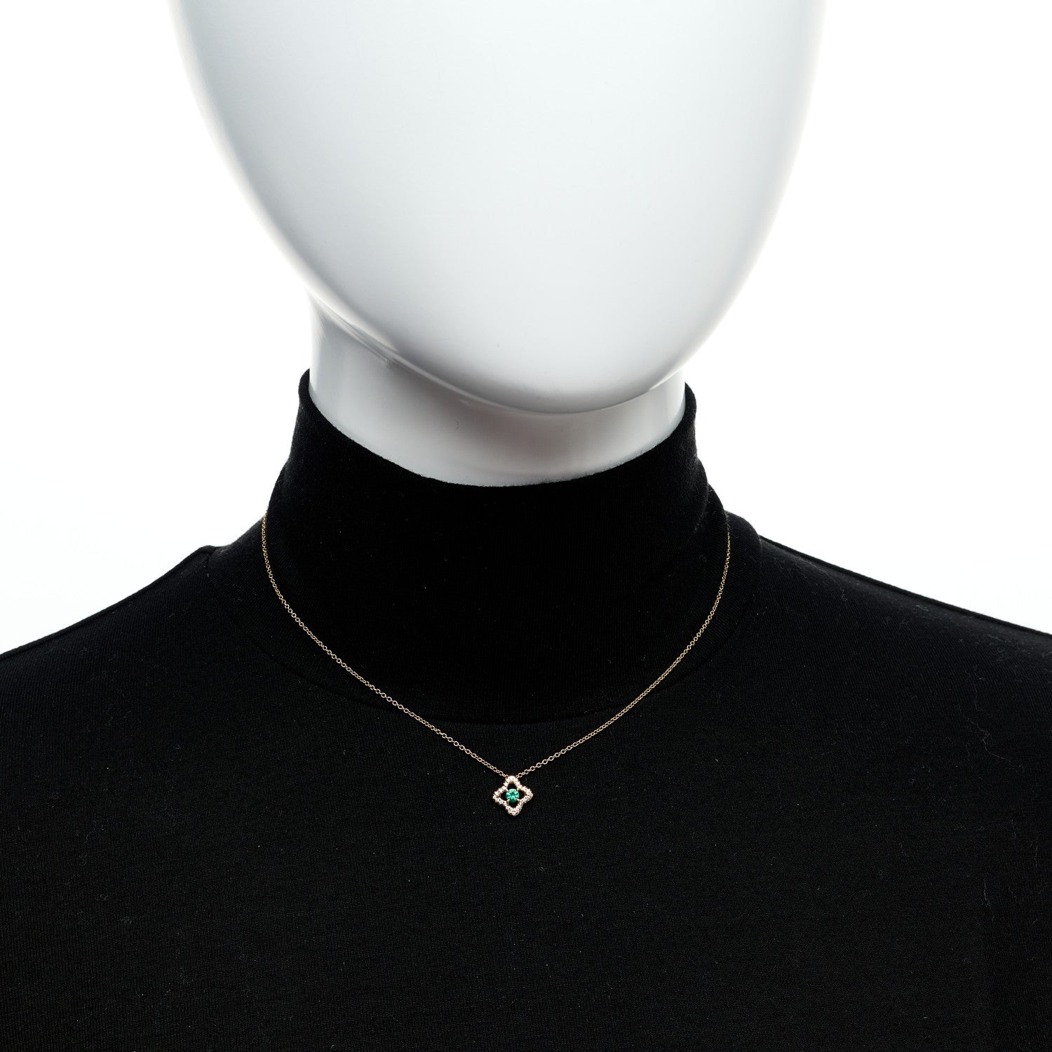 David Yurman 18K Yellow Gold Diamond Emerald Venetian Quatrefoil Pendant Necklace 2 of 6