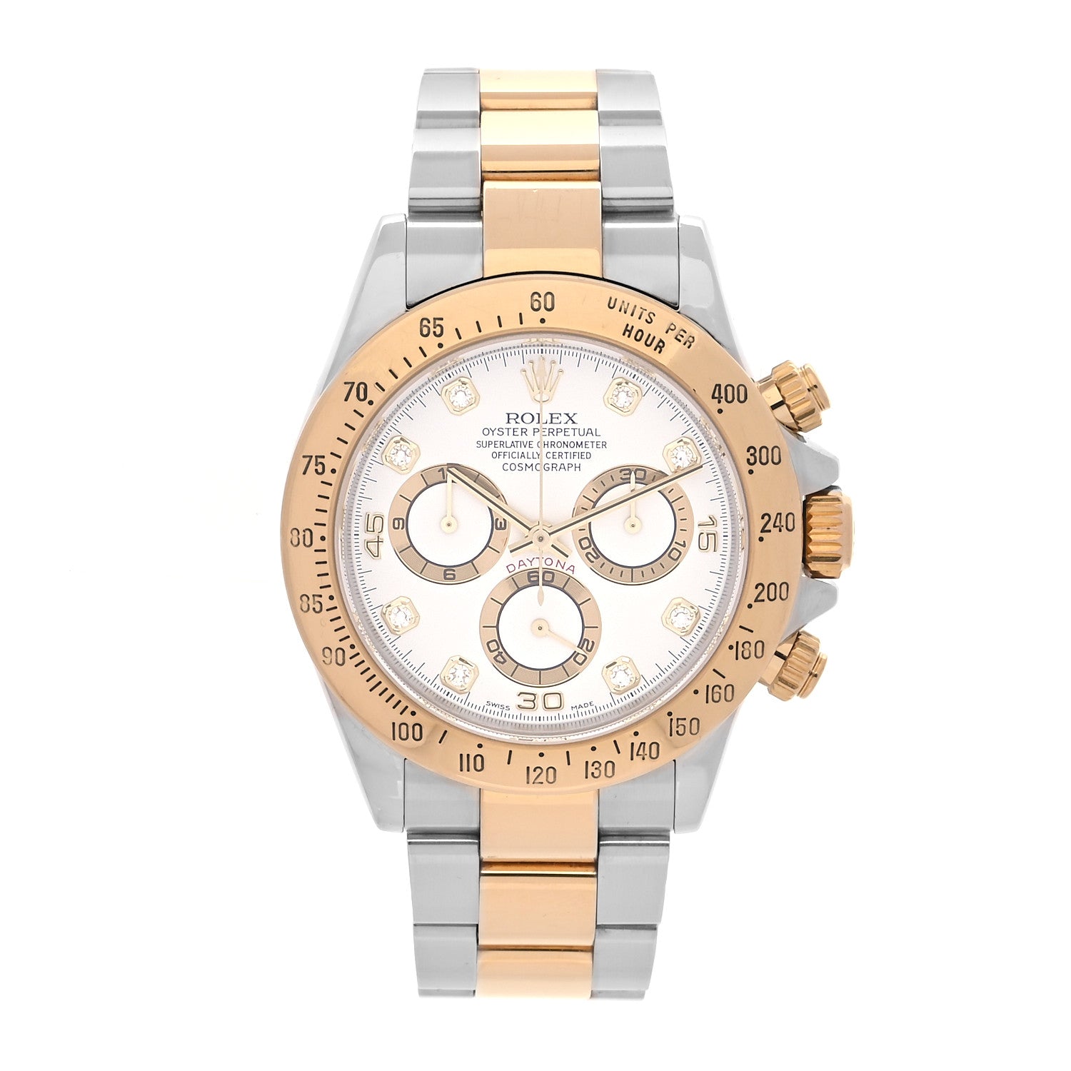 Rolex Stainless Steel 18K Yellow Gold Diamond 40mm Oyster Perpetual Cosmograph Daytona Watch White 116523 1 of 5