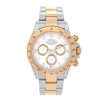 Rolex Stainless Steel 18K Yellow Gold Diamond 40mm Oyster Perpetual Cosmograph Daytona Watch White 116523 1 of 5