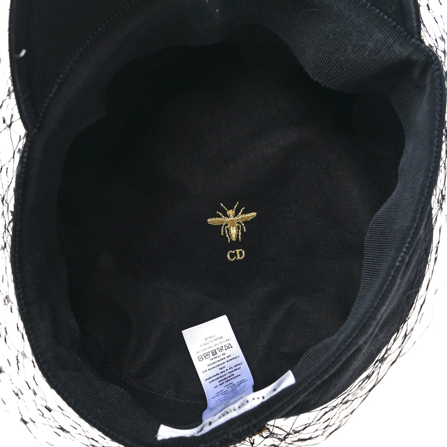 Christian Dior Cotton Canvas Arty Cap with Veil 57 Black 6 of 7