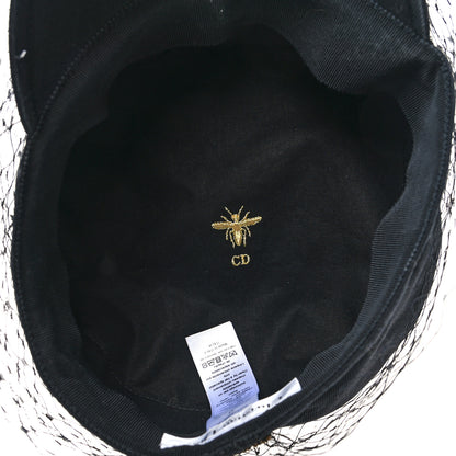Christian Dior Cotton Canvas Arty Cap with Veil 57 Black 6 of 7