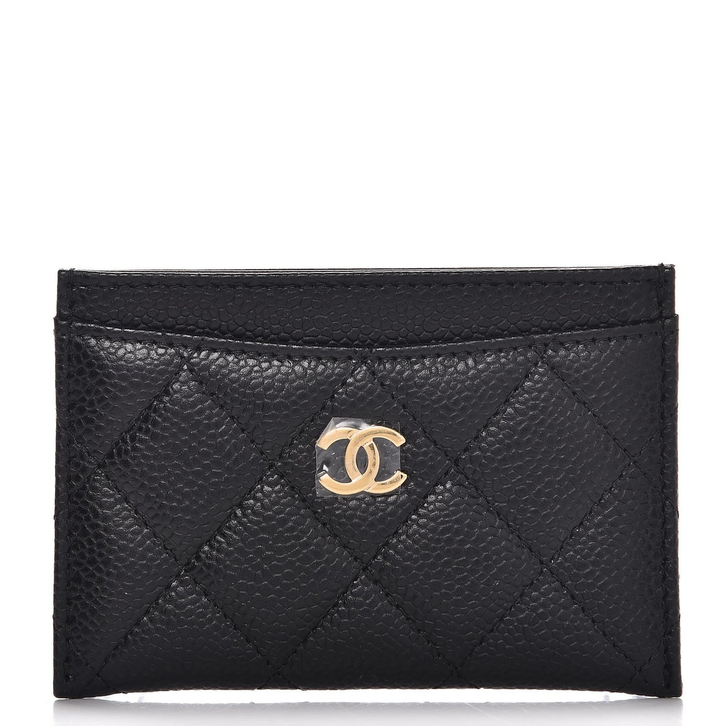Caviar Quilted Card Holder Black
