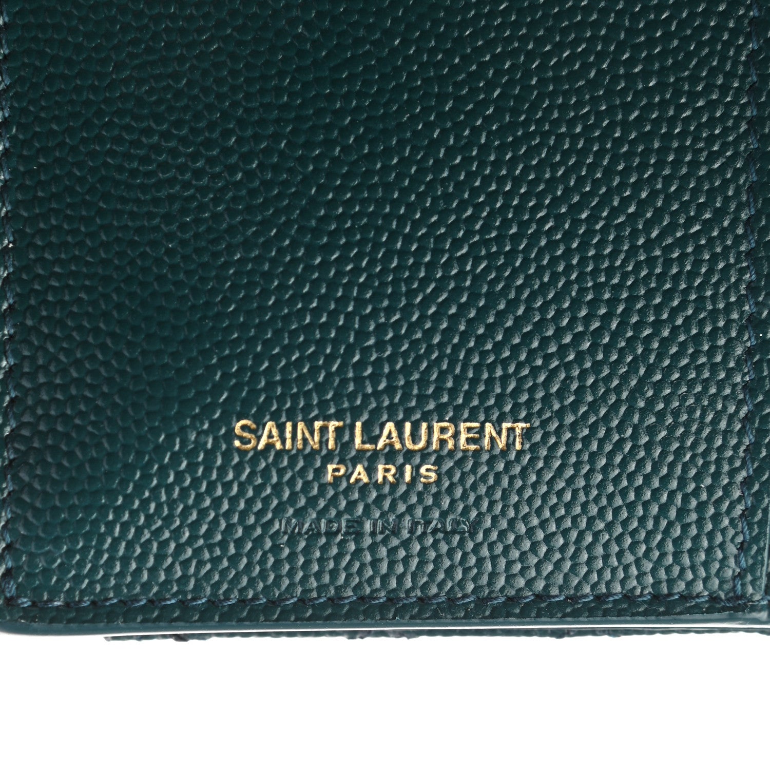 Saint Laurent Grain De Poudre Mixed Matelasse Triquilt Monogram Compact Tri Fold Wallet Sea Turquoise 6 of 7