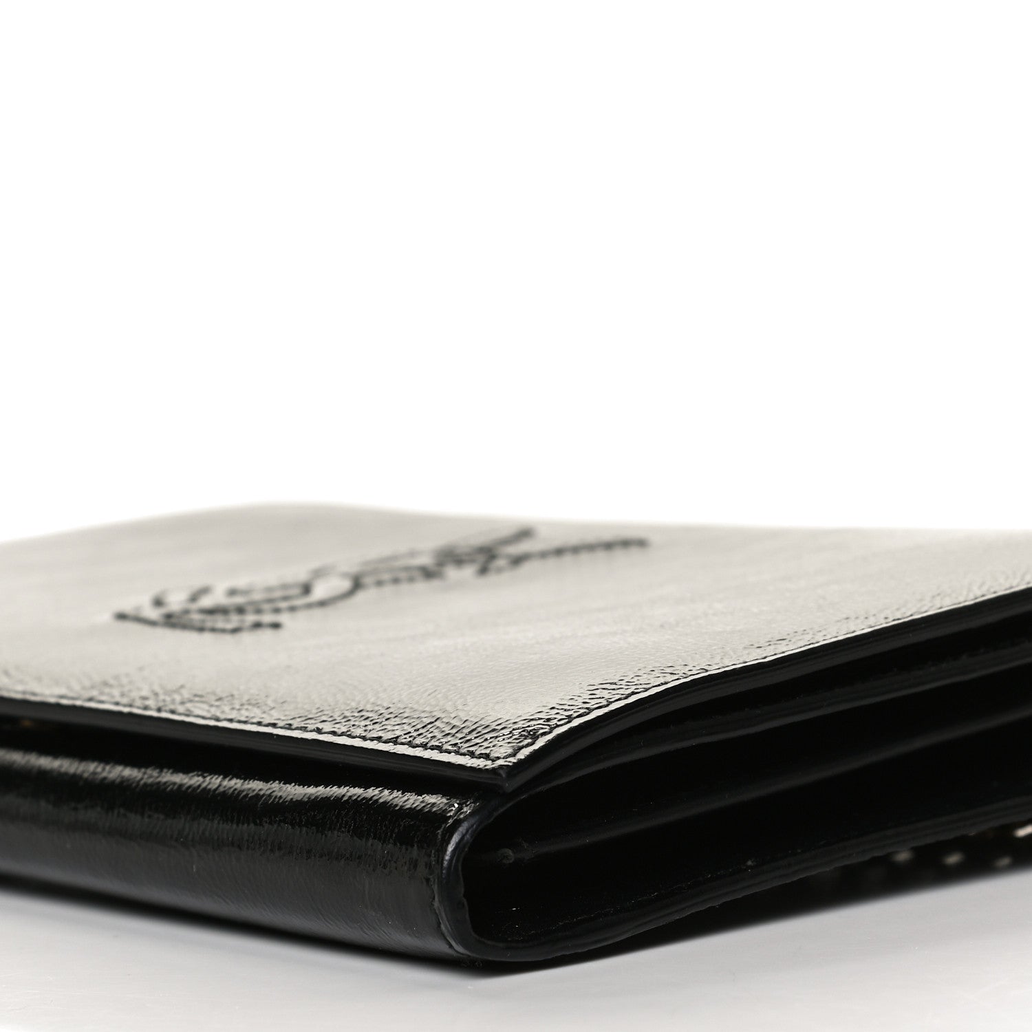 Saint Laurent Textured Patent Belle de Jour Chain Clutch Black 8 of 9