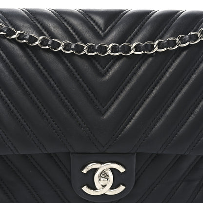 Chanel Lambskin Chevron Quilted Double Stitch Jumbo Double Flap Black 8 of 10