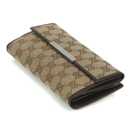 Gucci Monogram Metal Bar Continental Flap Wallet Beige Ebony Dark Brown 5 of 14