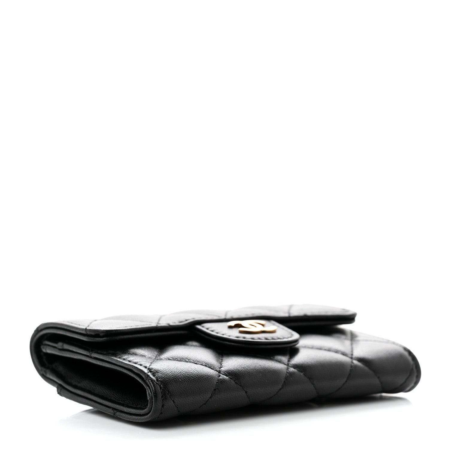 Chanel Lambskin Quilted Flap Card Holder Wallet Black 4 of 9