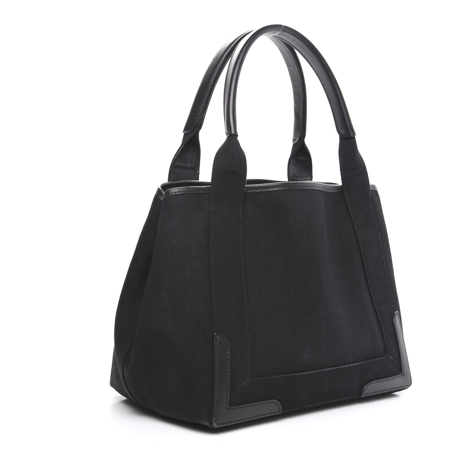 Cotton Canvas Calfskin S Navy Cabas Black