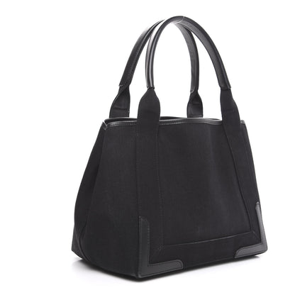 Balenciaga Cotton Canvas Calfskin S Navy Cabas Black 4 of 13