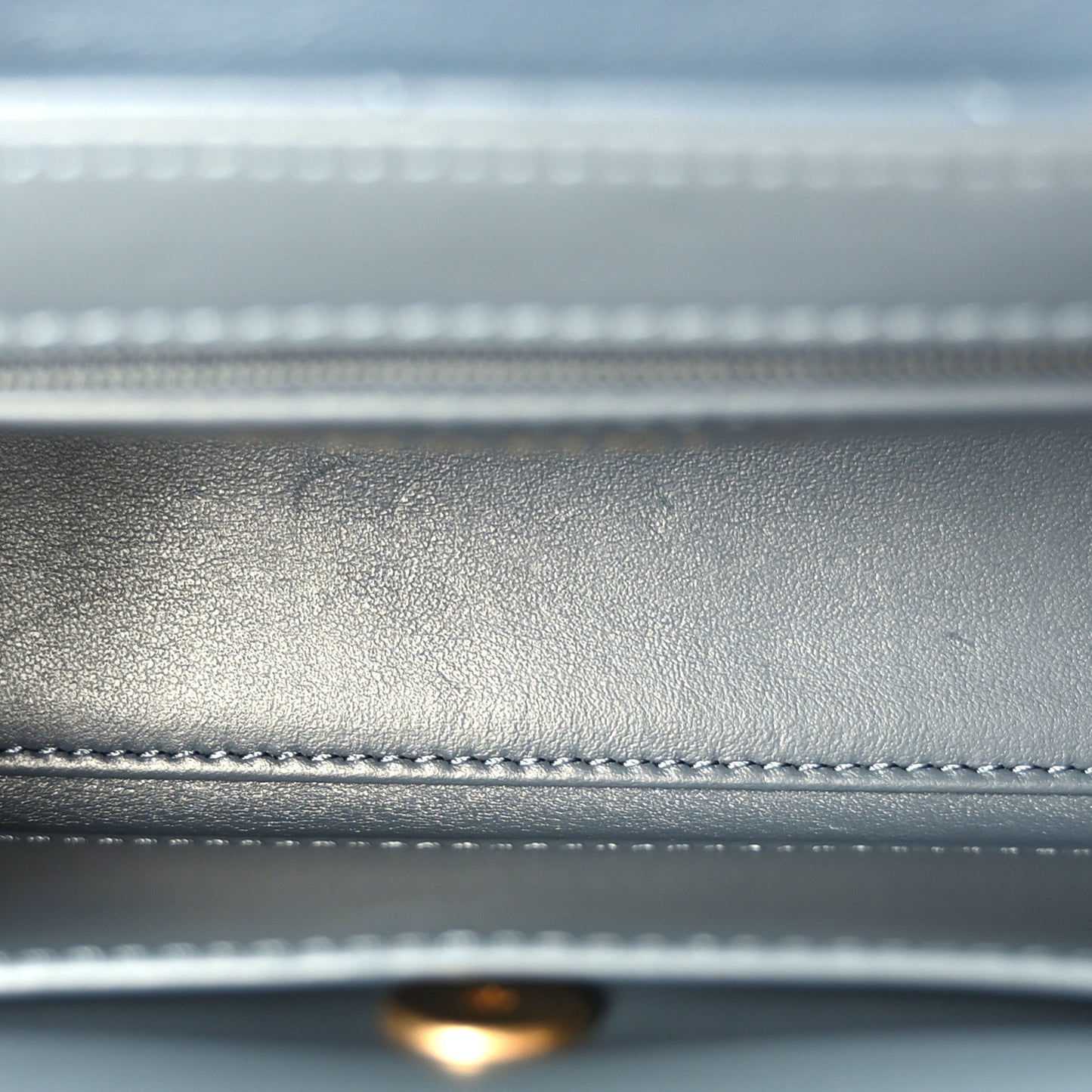 Shiny Aged Calfskin Quilted Nano Kelly Shopper Dark Blue