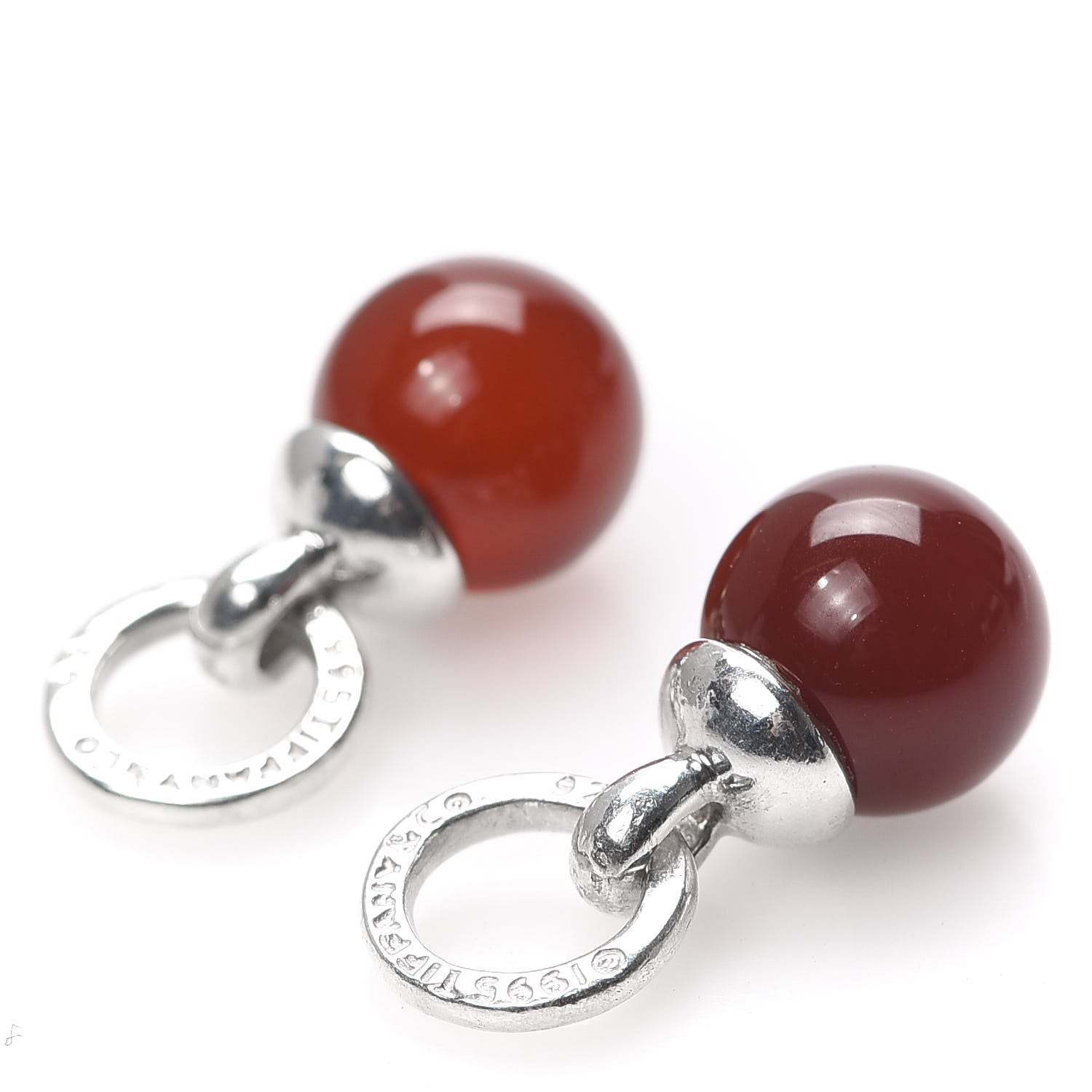 Tiffany Sterling Silver Carnelian Earring Enhancers 3 of 4