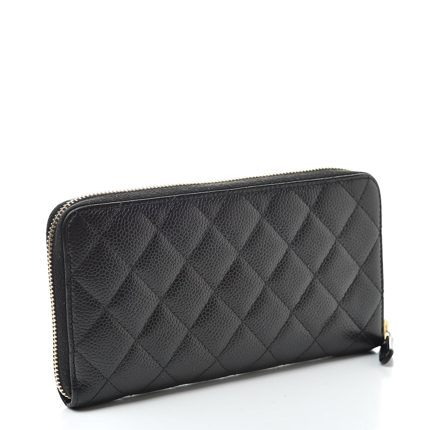 Caviar Quilted Large Gusset Zip Around Wallet Black