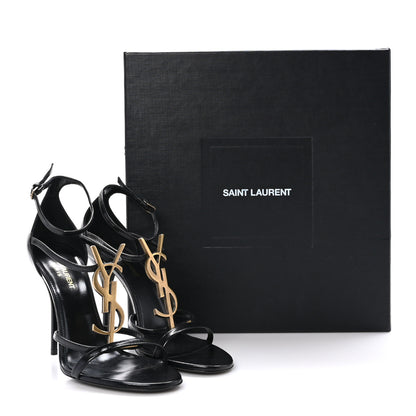 Saint Laurent Patent Cassandra 100 Ankle Strap Sandals 38.5 Black 10 of 10