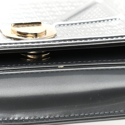 Christian Dior Metallic Patent Micro-Cannage Diorama Wallet on Chain Pouch Silver 10 of 10