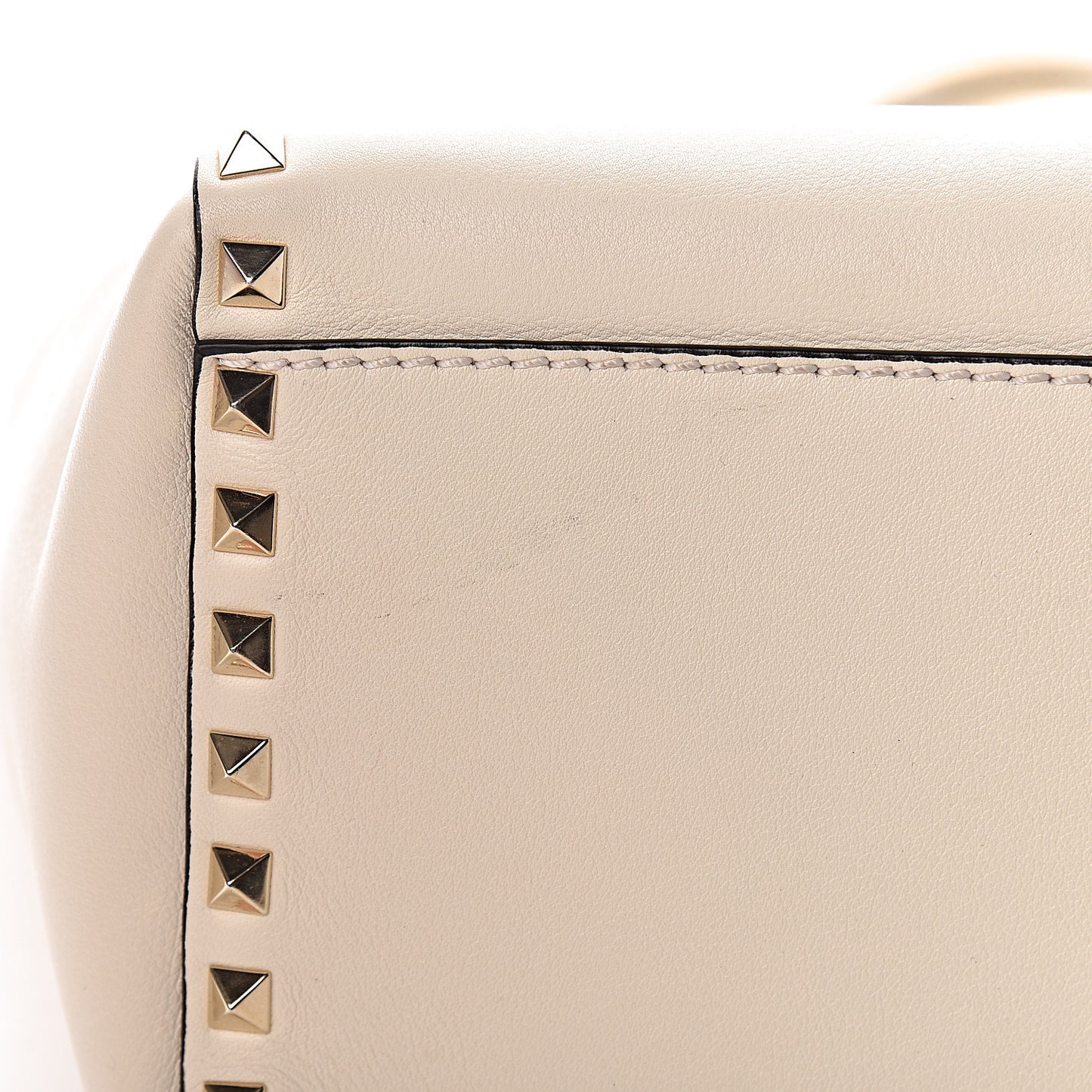 Vitello Rockstud Double Handle Tote Ivory