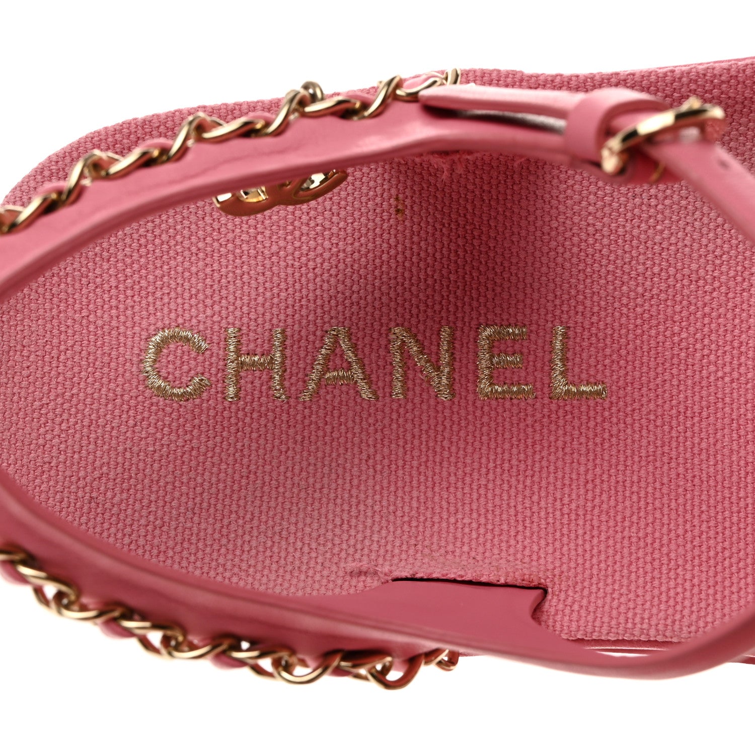 Chanel Calfskin Chain Platform Sandals 37 Pink 6 of 10
