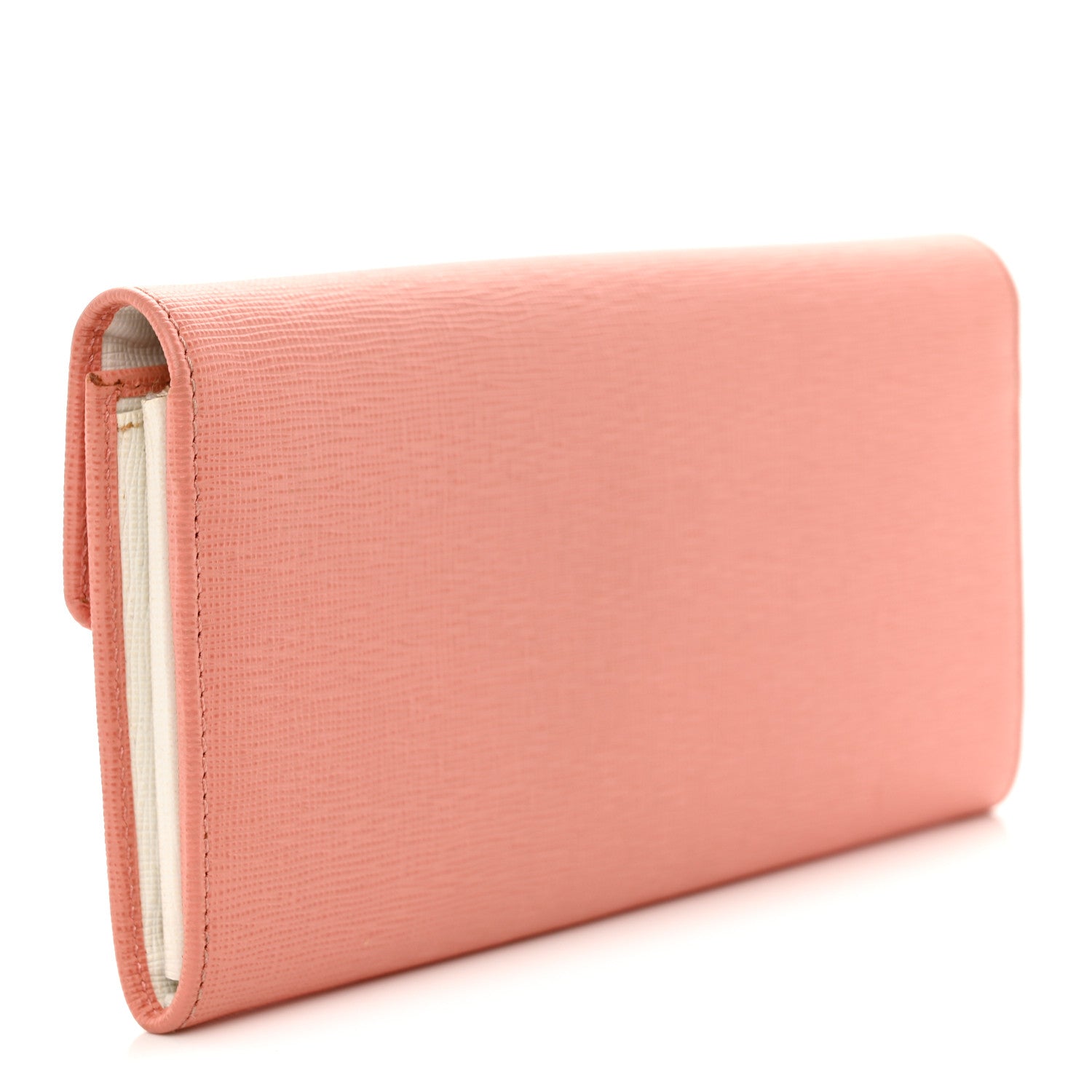 Fendi Vitello Elite Bi-Color Simply Continental Wallet Pesca White Plaster 3 of 11