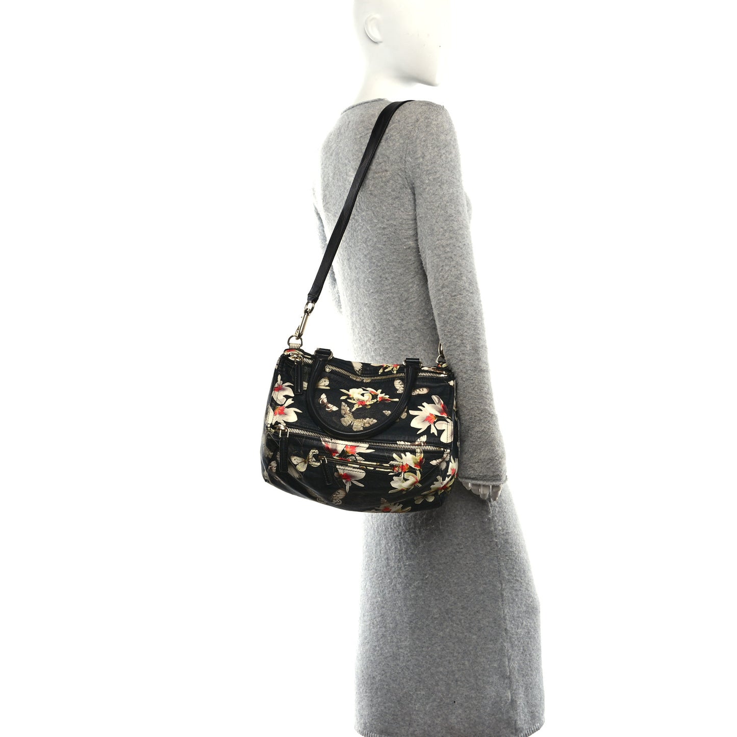 Lambskin Magnolia Print Medium Pandora Black