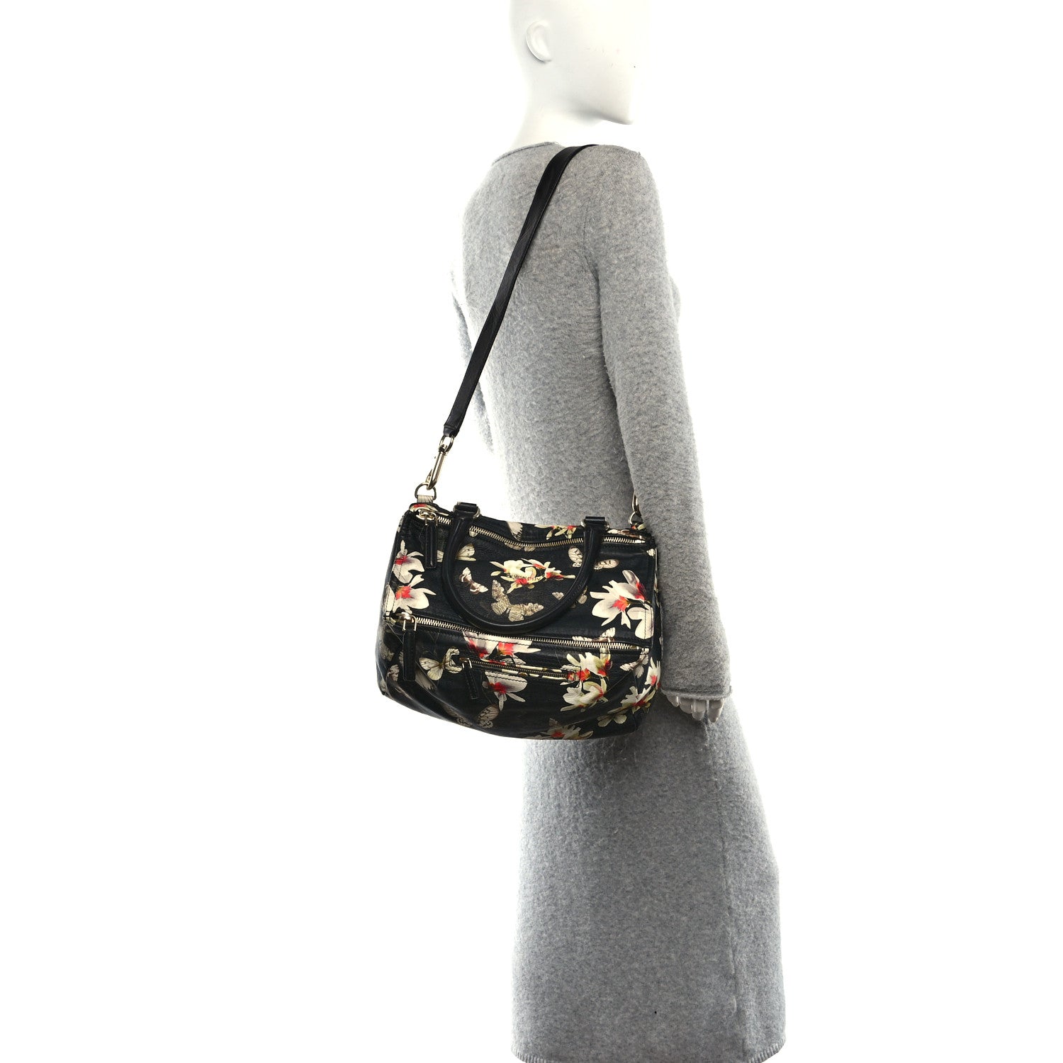 Givenchy Lambskin Magnolia Print Medium Pandora Black 2 of 10