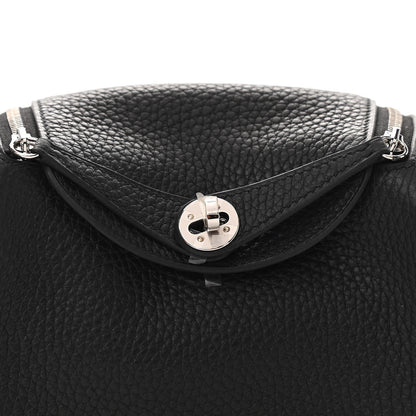 Hermes Taurillon Clemence Mini Lindy 20 Black 12 of 19