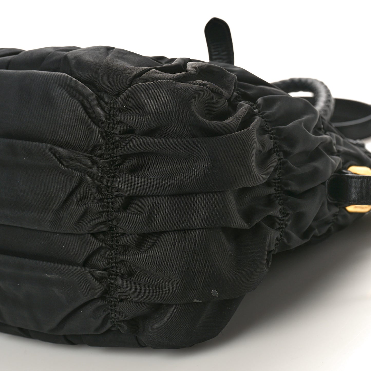 Tessuto Nylon Nappa Braided Gaufre Shopping Satchel Black