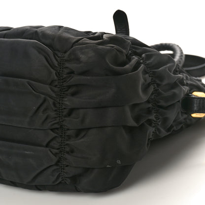 Prada Tessuto Nylon Nappa Braided Gaufre Shopping Satchel Black 9 of 12