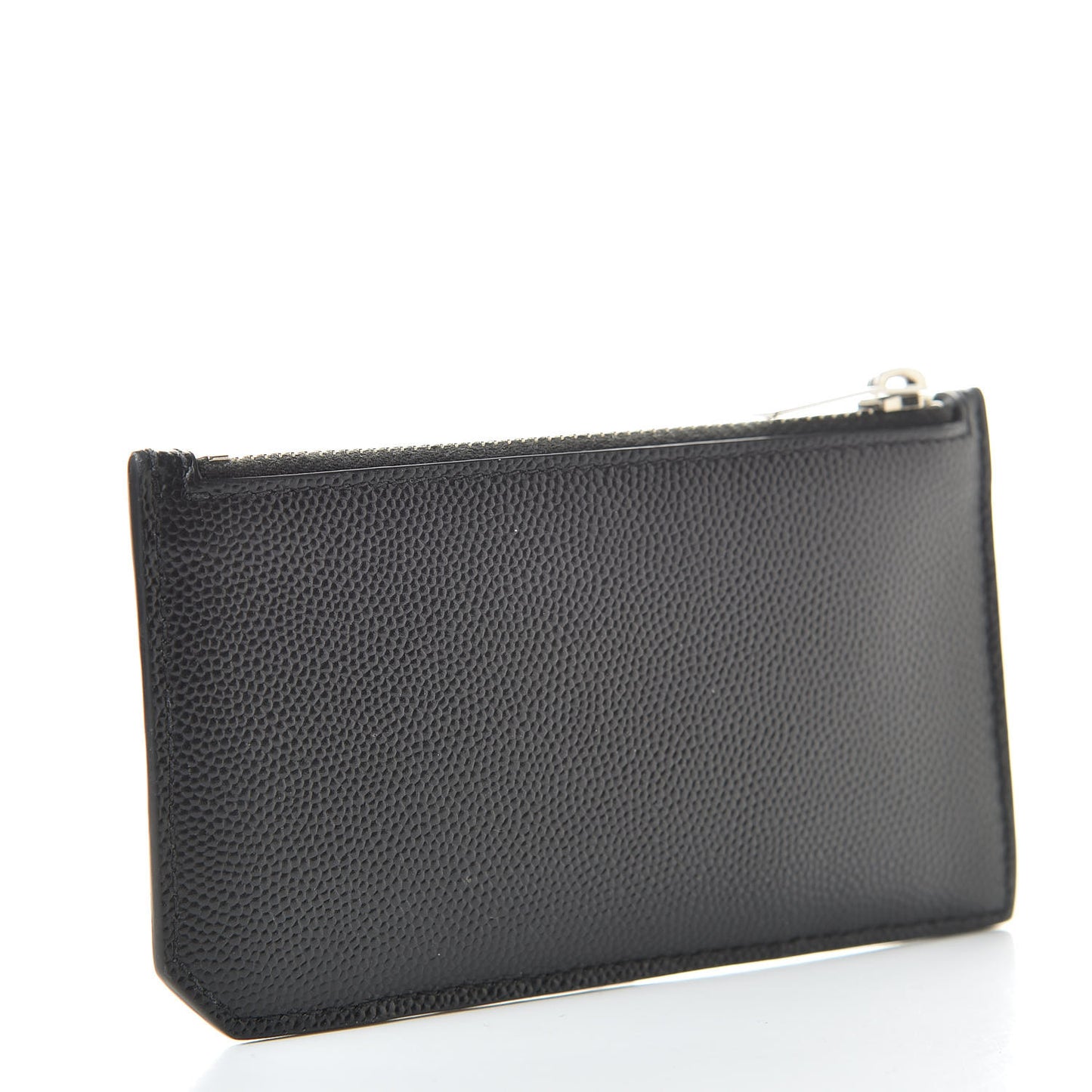 Grained Calfskin 5 Fragments Zip Pouch Card Holder Black