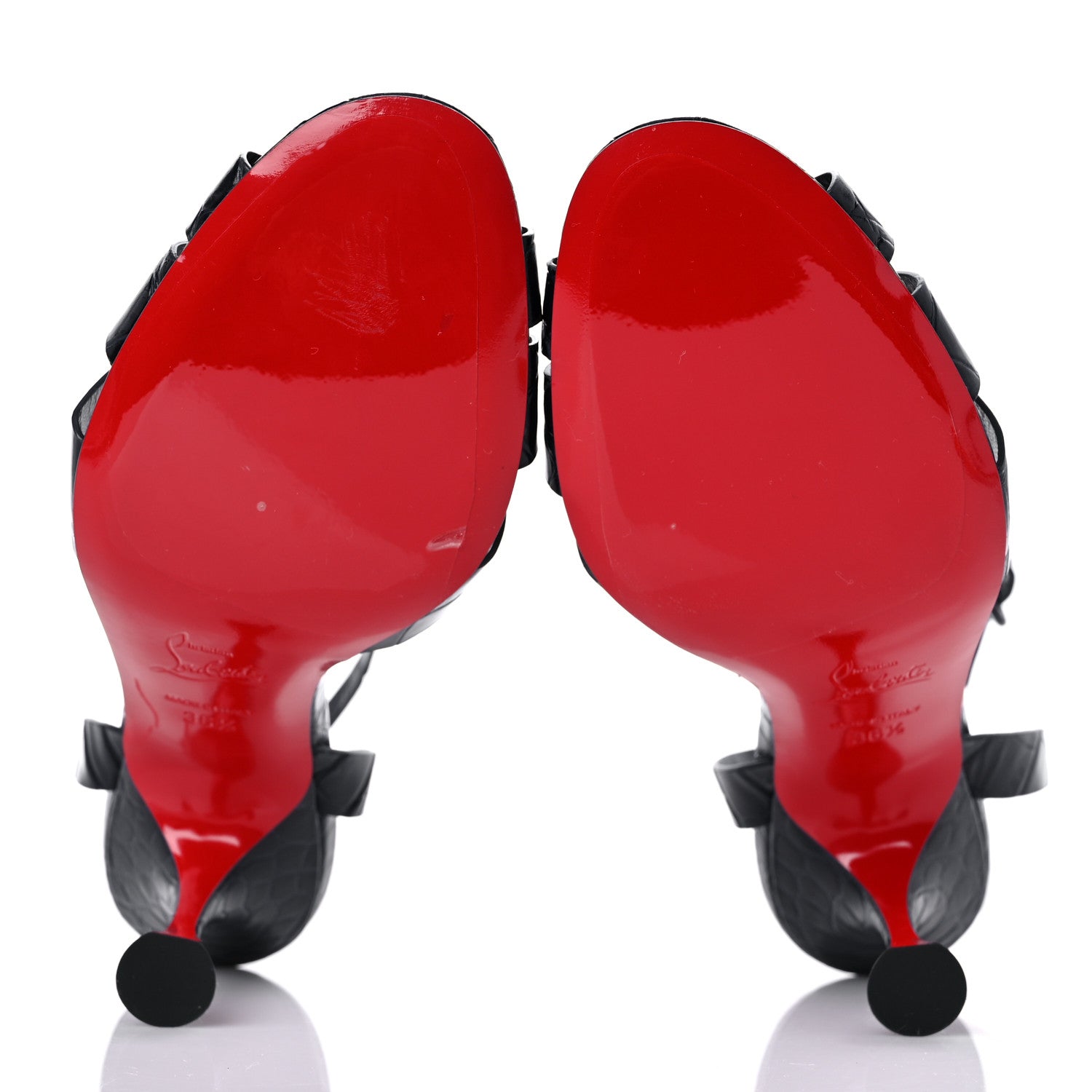 Christian Louboutin Calfskin Crocodile Embossed New Trezuma Sandals 36.5 Black 5 of 11