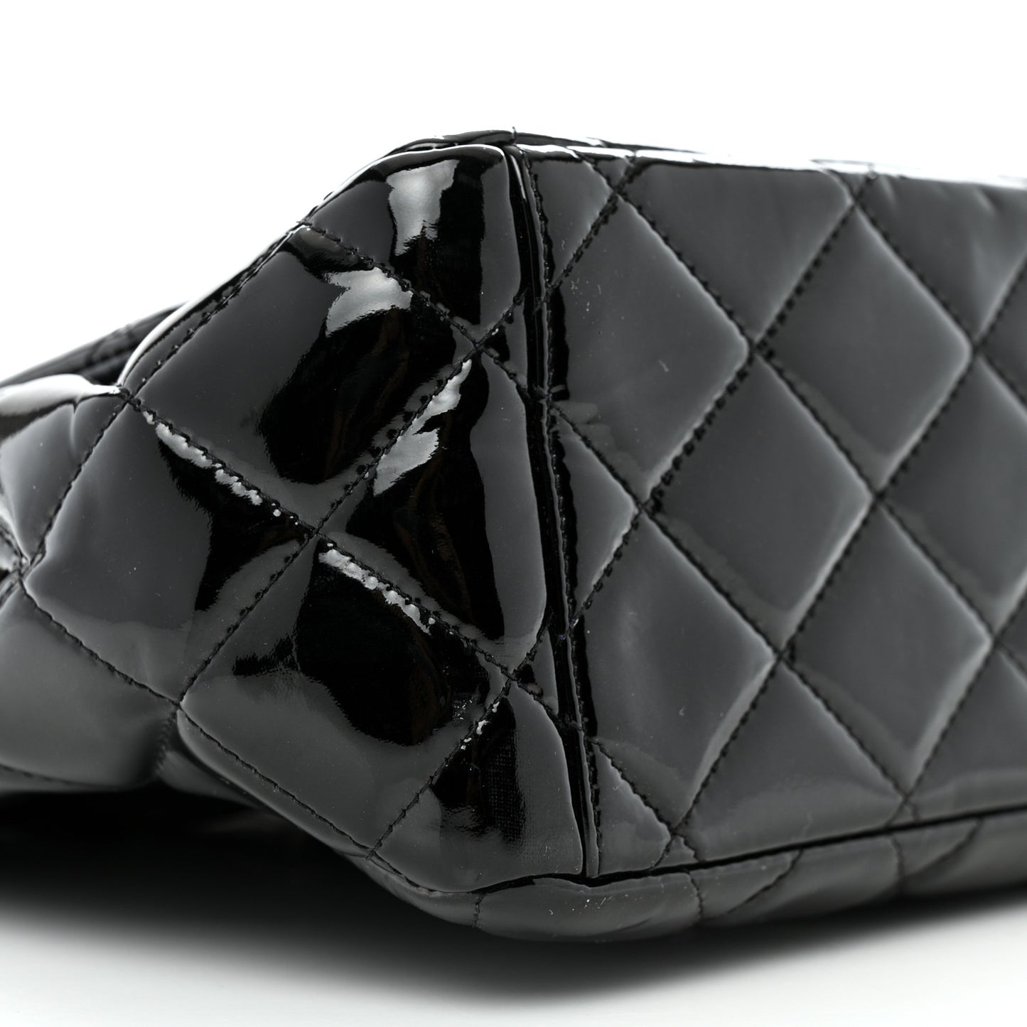 Patent Quilted Maxi Single Flap Black