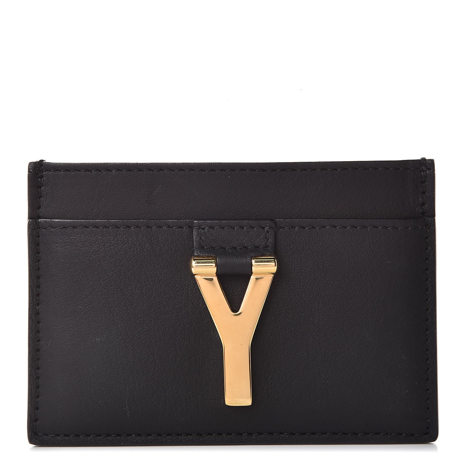 Saint Laurent Calfskin Classic Y Card Case Black 1 of 9