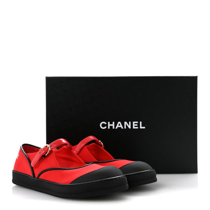 Chanel Mixed Fibers Rubber Cap Toe CC Coco Beach Mary Jane Sneakers 36.5 Red Black 11 of 11