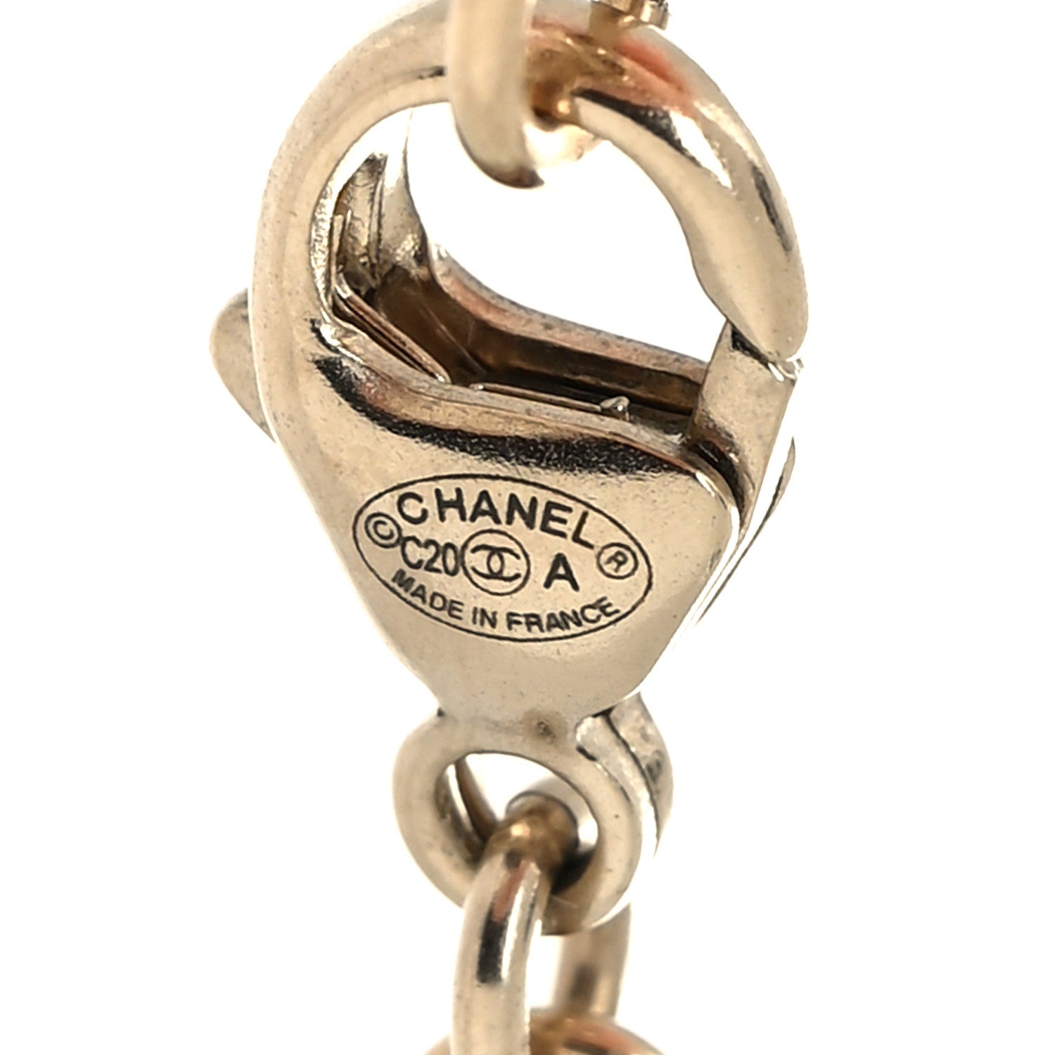 Chanel Pearl Crystal CC Round Pendant Long Necklace Gold Pearly White Black 5 of 5