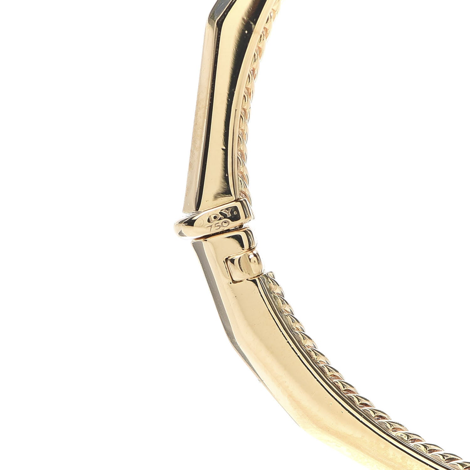 David Yurman 18K Yellow Gold 3mm Single Row Stax Faceted Bangle Bracelet 4 of 6