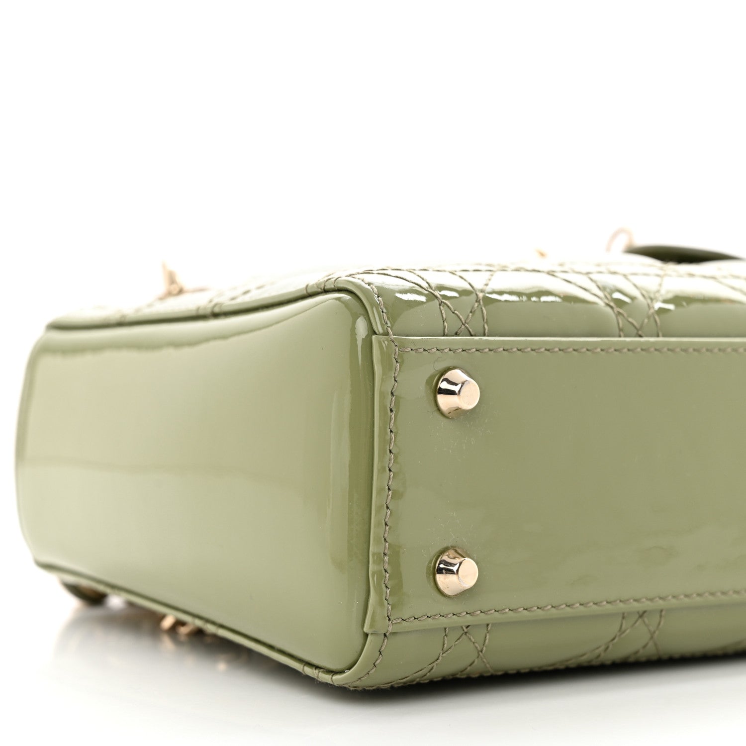 Christian Dior Patent Cannage Mini Lady Dior Dusty Jade 9 of 10